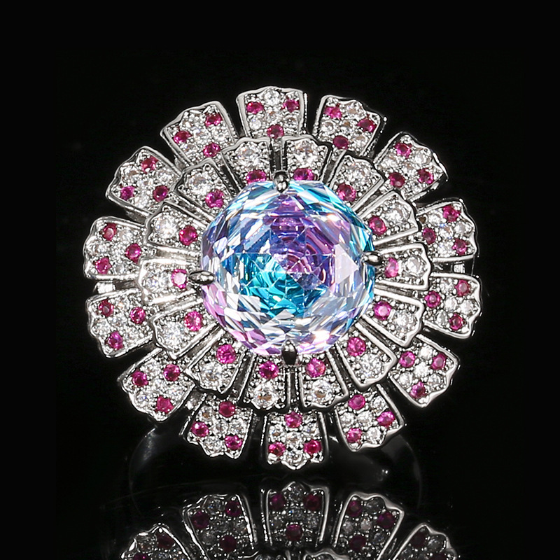 Bague bleu rose