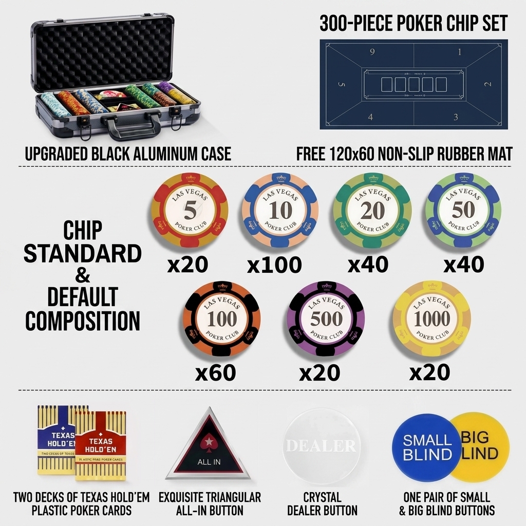 ผ้าปูโต๊ะขนาด 1.2 เมตร + ชิป 300 ชิ้น + กล่องอลูมิเนียมสีดำระดับไฮเอนด์
