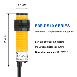 Interruptor fotoeléctrico de E3F-DS30C4, sensor de reflexión difusor de inducción infrarroja, NPN, PNP, de tres cables de CC, normalmente abierto - Product Image 4
