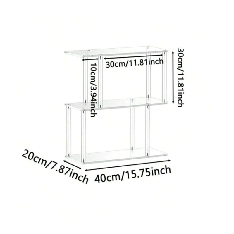 Étagère transparente 2 niveaux 40-20-60cm