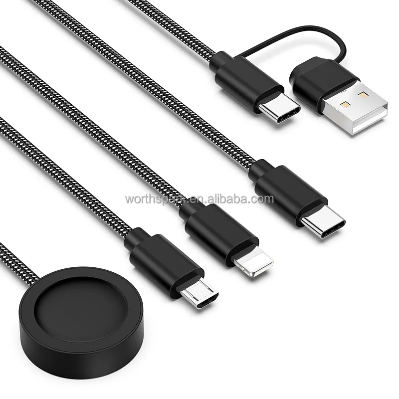 1m/3.3 ft 4 3in1 USB-Ladekabel USB A-C-Anschluss zu Micro- oder USB-C-Anschluss