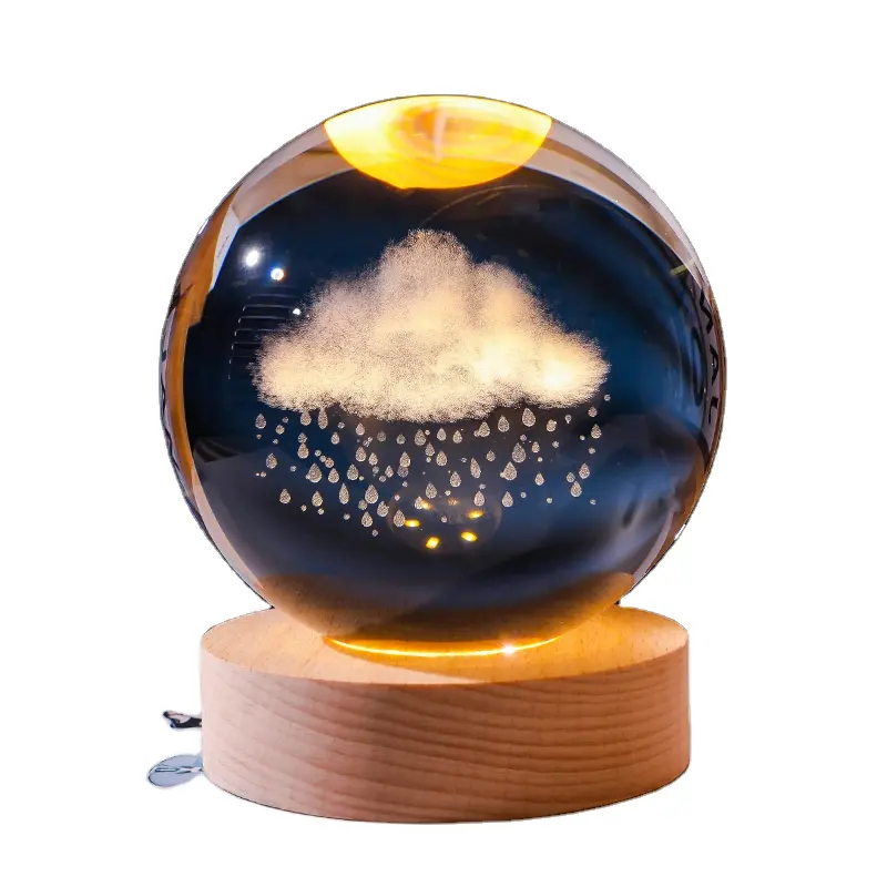 2023 Neueste Glas 3D Weihnachten Kinder Geburtstags geschenk Mond Nacht Sonnensystem Lampe Kristall kugel Licht