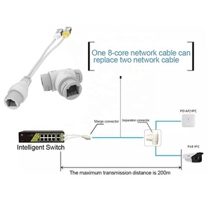 POE Splitter 2-in-1 ağ kablolama konnektörü üç yollu RJ45 konektörü güvenlik kamera kurulum - Product Image 4