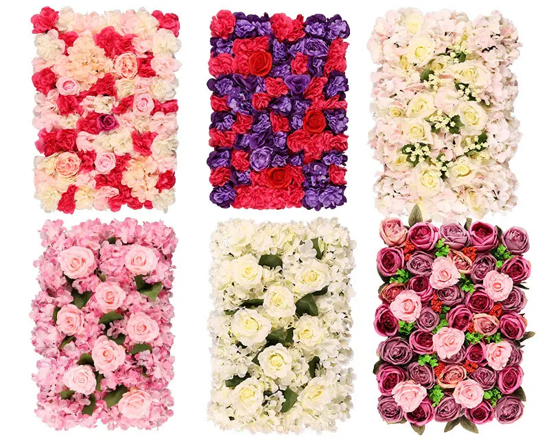 Partycool Custom 3D Cloth Flowerwall Wedding Panel Artificial Silk Rose Flower Wall Wedding Theme Party Supplies