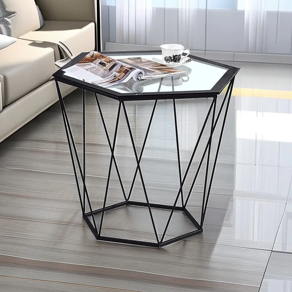 Muebles de sala de estar para el hogar, mesa auxiliar de esquina minimalista personalizada, mesa de centro de cristal italiana moderna para sala de estar