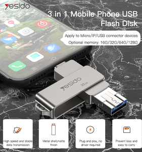 YESIDO Neues Design 3 in 1 für IP für Micro OTG USB-Flash-Laufwerk mit 128G 64G 32G 16G Speicher karten diskette - Product Image 2