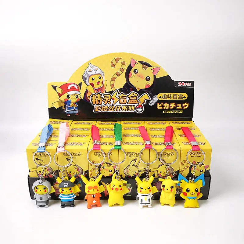 LLavero de Poke mon para niños, caja misteriosa Kawaii, Pikachu, caja sorpresa, figuras de acción bonitas, regalos, colgante, 24 unids/set