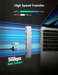 UGREEN USB C to <strong>Dual</strong>-<strong>HDMI</strong> Adapter 7 in 1 USB C Thunderbolt 3 Adapter to <strong>Dual</strong> <strong>HDMI</strong> 2 USB3.0 100W PD Port USB C to SD TF Card