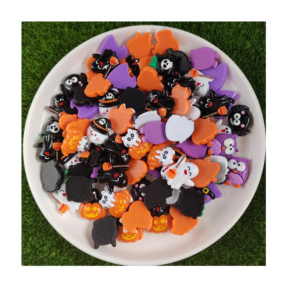 2023 Halloween nhựa flatback thủ công mini bí ngô ma hat Cabochon phù hợp với điện thoại di động Trường hợp Slime embellishments