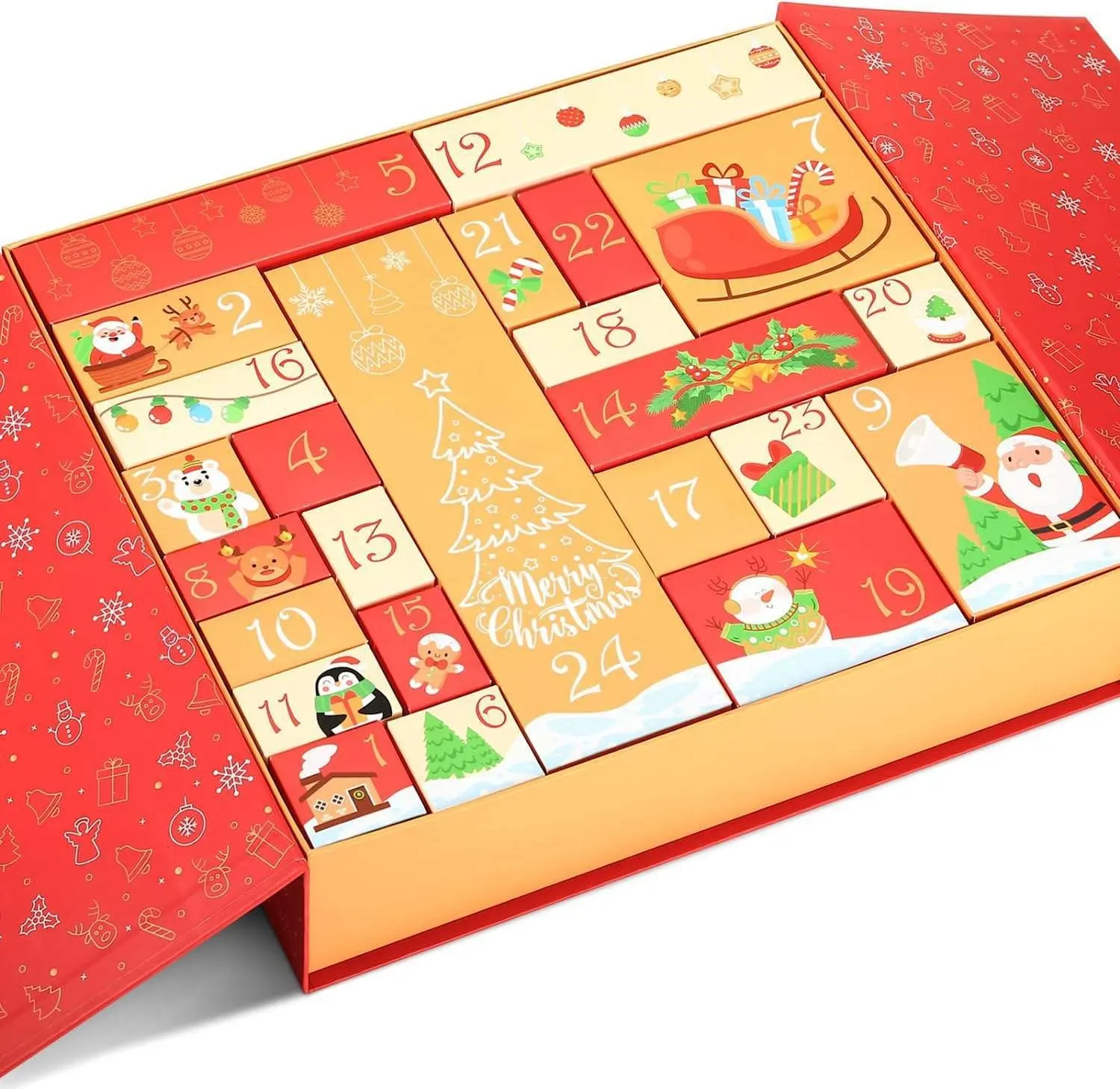2023 индивидуальный логотип Адвент календарь пустой картонный бумажный подарок косметический Рождественский Адвент календарь коробка для шоколада