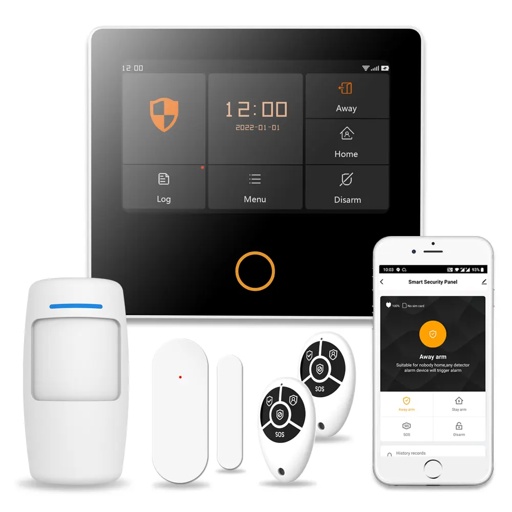 Staniot Kit de alarme doméstico inteligente sem fio, kit de alarme de segurança com sensor de movimento para porta, 433 MHz, 2G GSM, controle remoto, atualização online