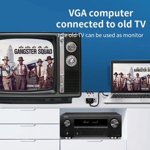 480p HD y reducción de ruido compuesto RCA a VGA adaptador AV a VGA convertidor con audio de 3,5mm para monitores CRT/reproductores de DVD
