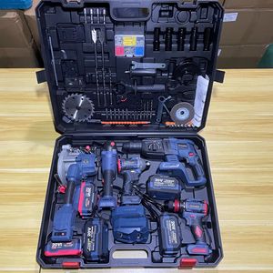 5 adet Set kombinasyonu güç alet setleri fırçasız elektrikli çekiç darbeli matkap açı öğütücü akülü anahtarı taşınabilir dairesel testere