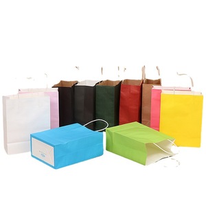 Büküm kağıt kolu ile toptan alışveriş kağıt torbalar özel Logo baskı desteklenen Take Away ambalajlama için kağıt torbalar - Product Image 2