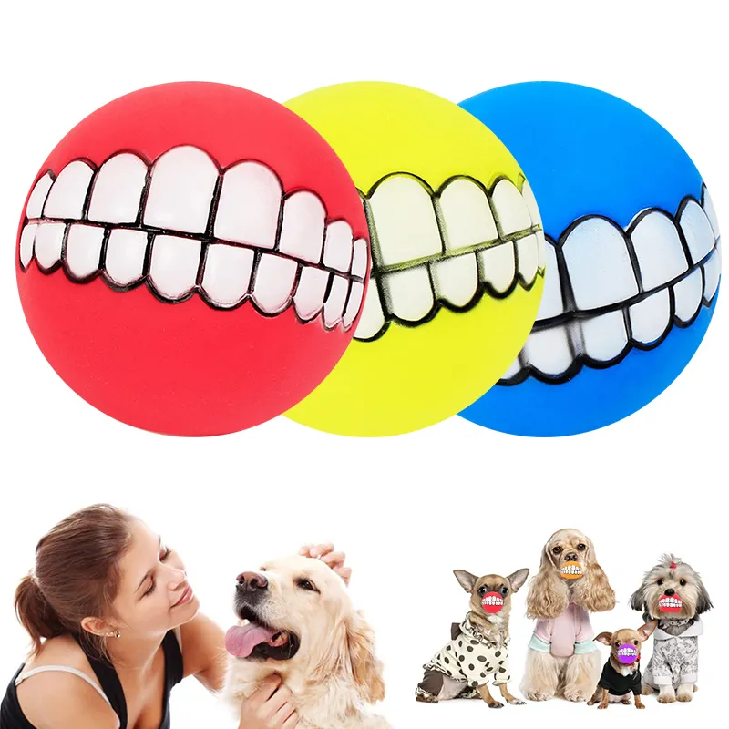 Bola de dientes interactiva para entrenamiento de perros, juguete de vinilo resistente a mordeduras