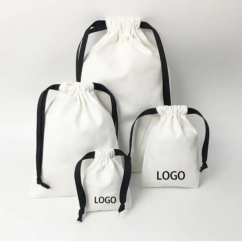 Atacado Promocional Eco Friendly Custom Logo Impresso Presente Soap Pouch Linen Candle Canvas Cotton Drawstring Bag