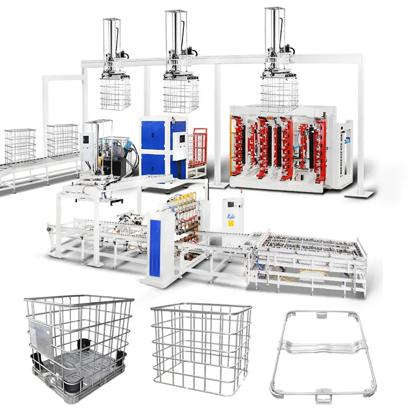 Saldatrice per serbatoi IBC saldatrice a punti a sei teste a rete tubolare automatica intelligente, telaio in acciaio ibc per serbatoi ibc