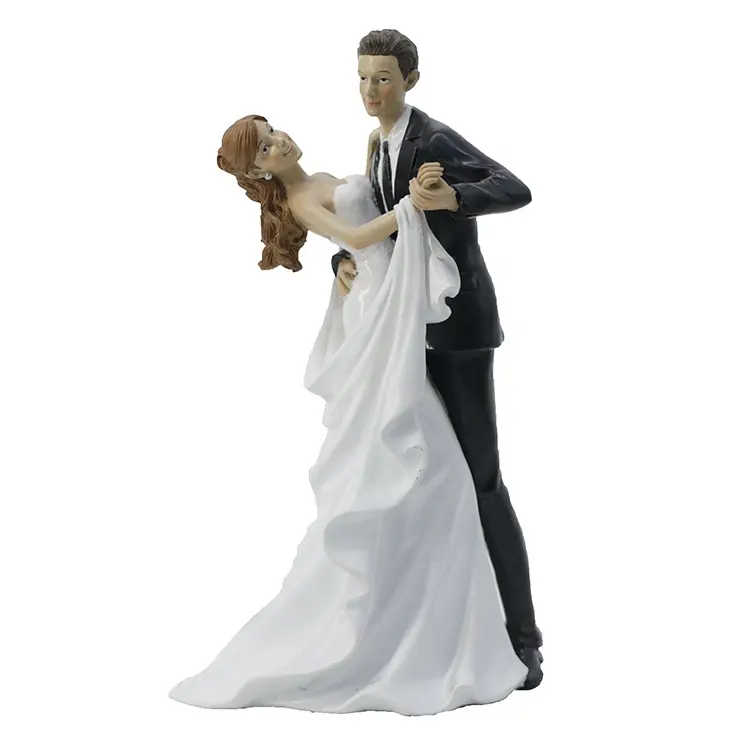 Desenho personalizado casal lembranças casamento bolo topper estatuetas, resina dia dos namorados dançando casal figurinos *