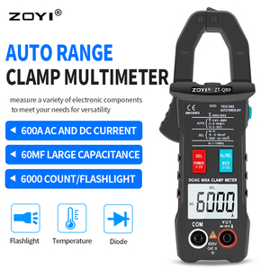 Medidor de abrazadera Digital, amperímetro inteligente de corriente de 600A, CA/CC, 6000 recuentos, multímetro de rango automático, probador de voltaje Hz, Ohm, NCV, TRMS - Product Image 2