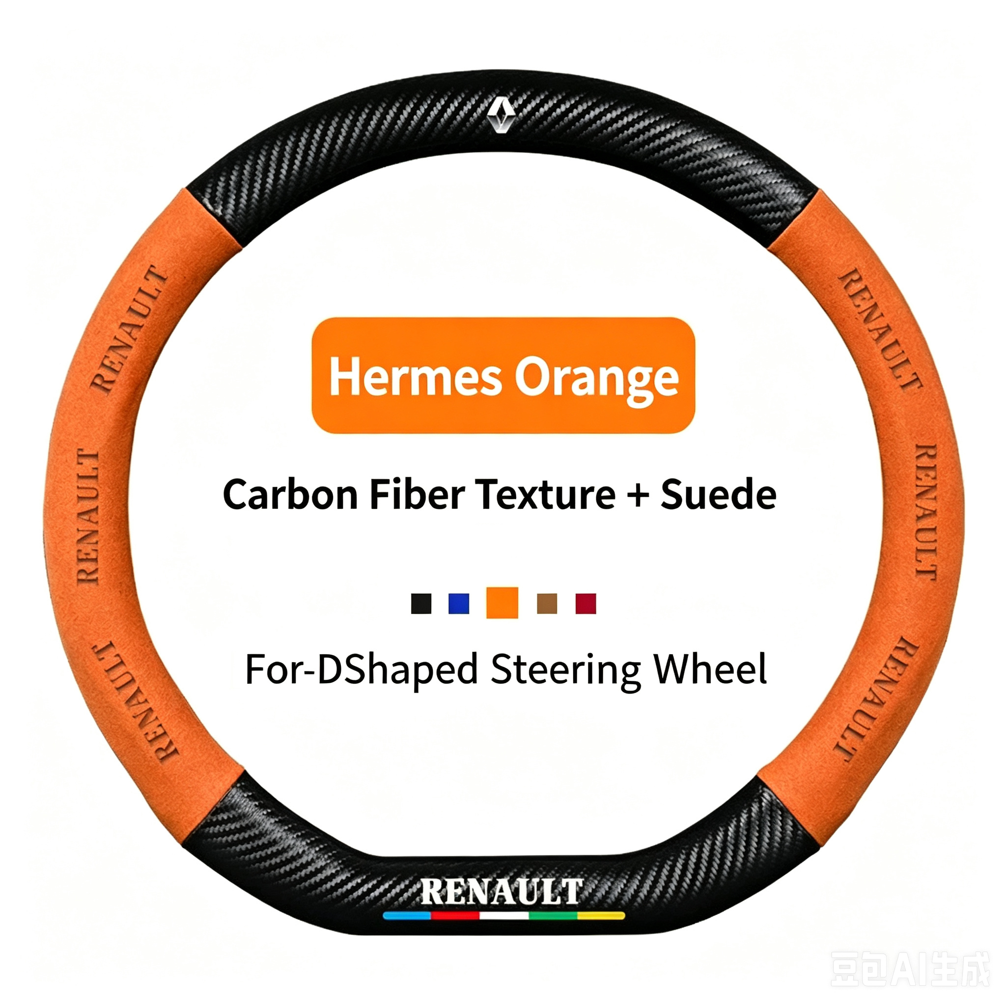 Premium Orange D-shaped, Suede + Carbon Fiber Texture
