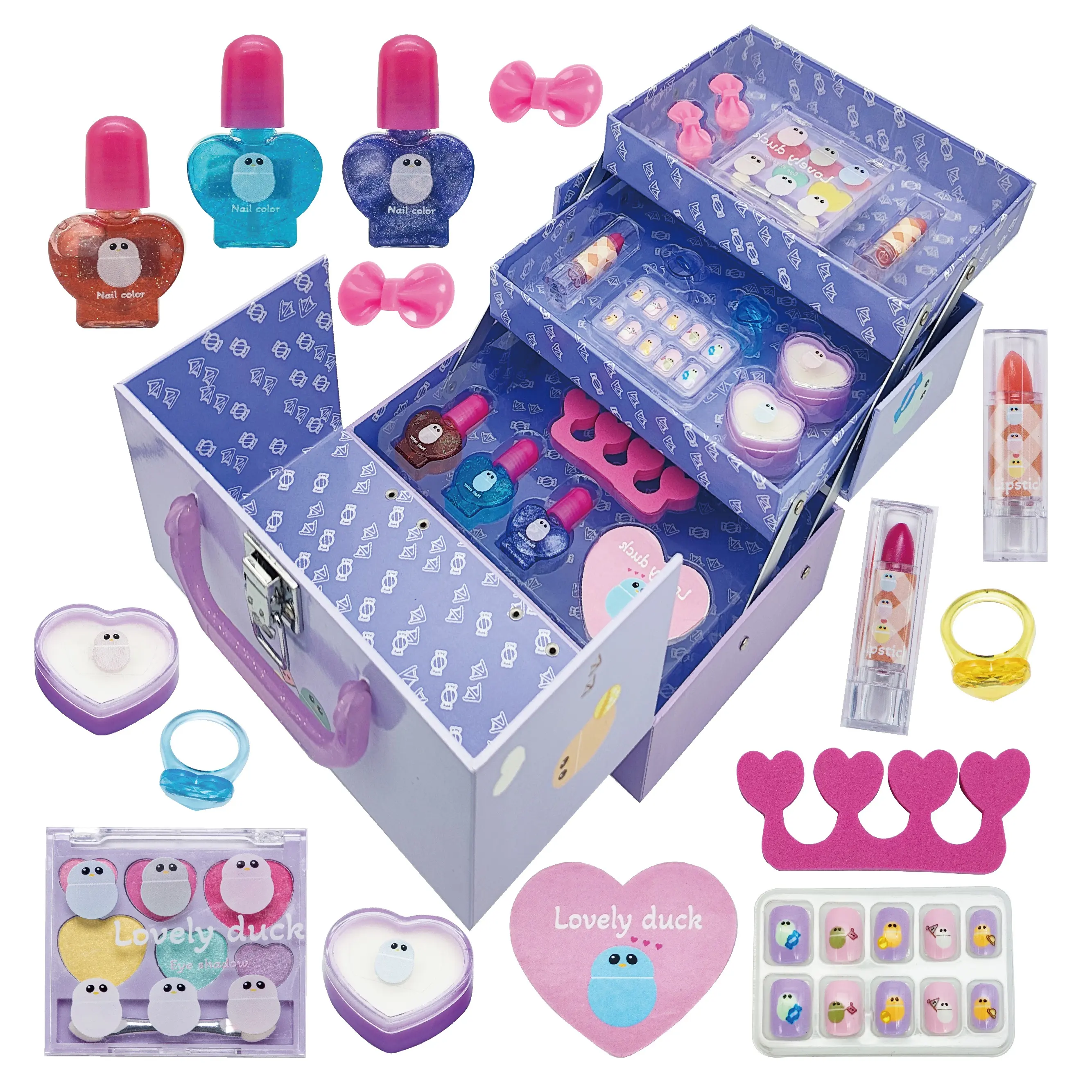 Vendite di personalizzazione diretta in fabbrica scatola fatta a mano scatola di trucco per cosmetici per bambini set princess show