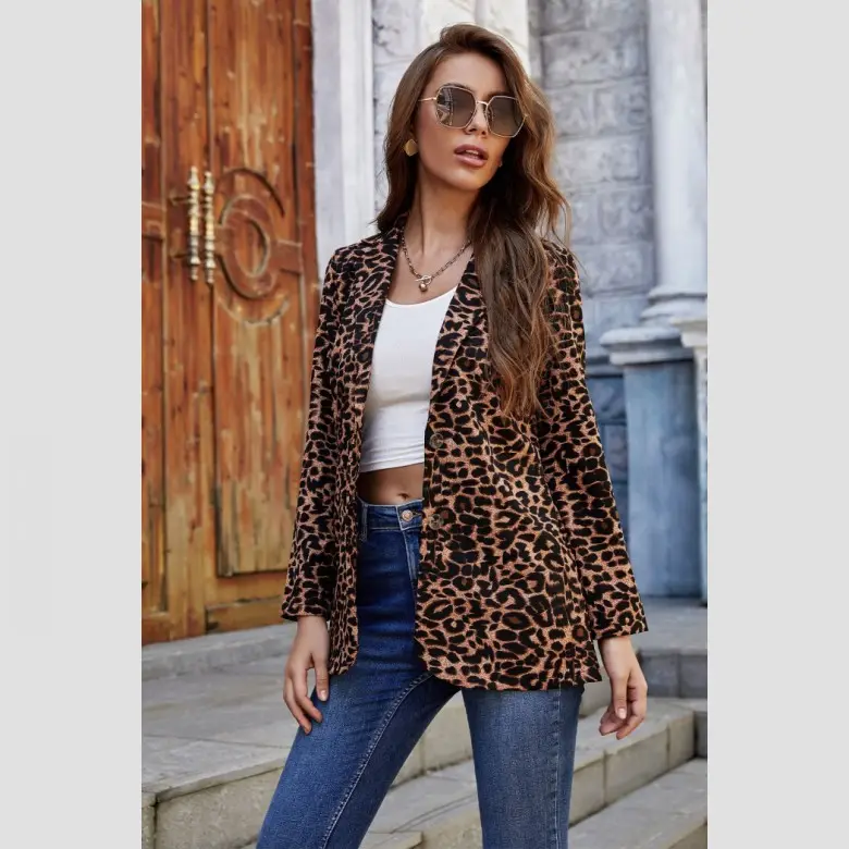 Fashion Leopard Print Blazer Women New Ladies Jackets Suit Slim Ladies Blazers Work Wear Outerwear Y12455