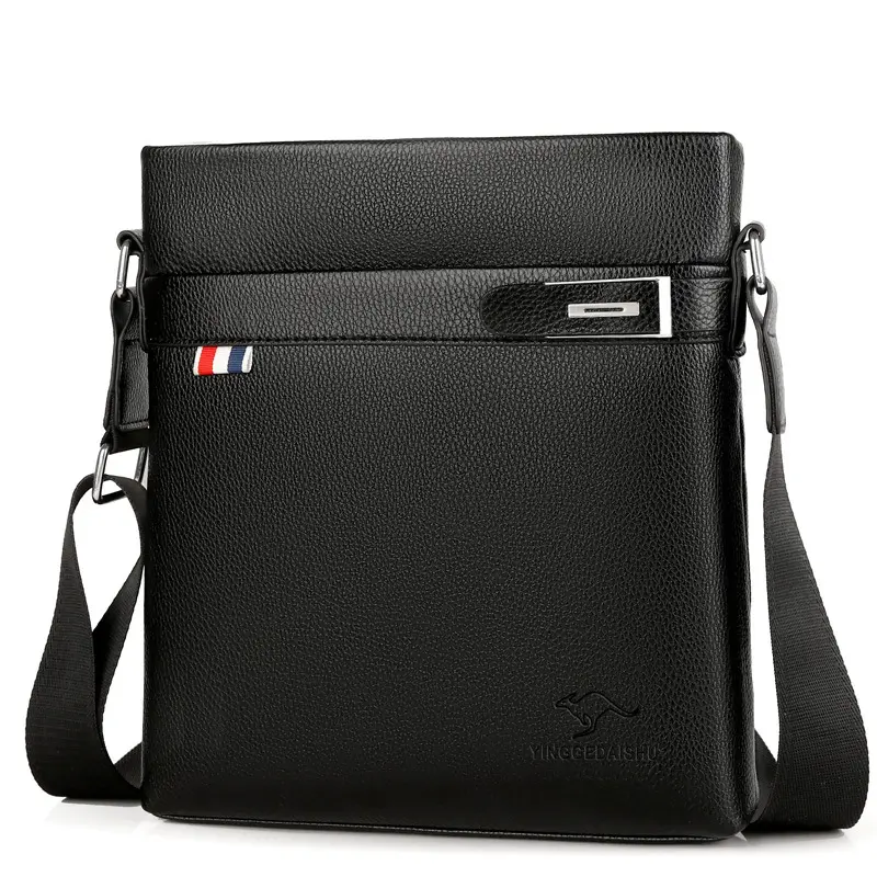 Grande casual verticale nero marrone impermeabile quadrato in pelle singola spalla designer tablet sling cross bag uomo per ipad da 9.7 pollici