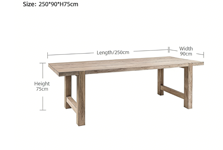 Table rectangulaire Jacob Teak 250*90*H75