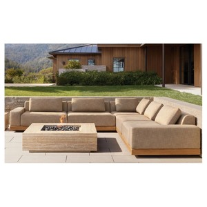 Ngoài Trời Vườn Bọc Đệm Cắt Rắn Gỗ Tếch Sofa Đặt Đồ Nội Thất L Hình Dạng - Product Image 4