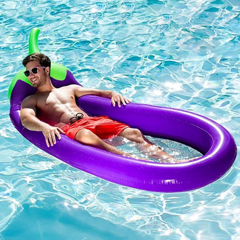 Bateau flottant, chaise de lit d'aubergine, piscine pour adultes, PVC d'été, bateau gonflable inclinable pour 1 personne, bateaux zodiaque