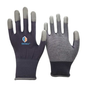 NMSHIELD指尖尼龙<span class=keywords><strong>PU</strong></span>涂层手套PVC圆点定制工作手套制造商安全组装手套