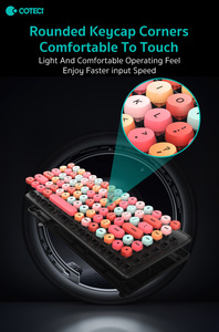 Coteci Văn Phòng Sử Dụng Yên Tĩnh Mini 86 Phím Retro Đa Phương Tiện Phím 2.4G Vòng ABS Nhựa Dễ Thương Màu Hồng Bàn Phím Không Dây Chuột Combo - Product Image 3