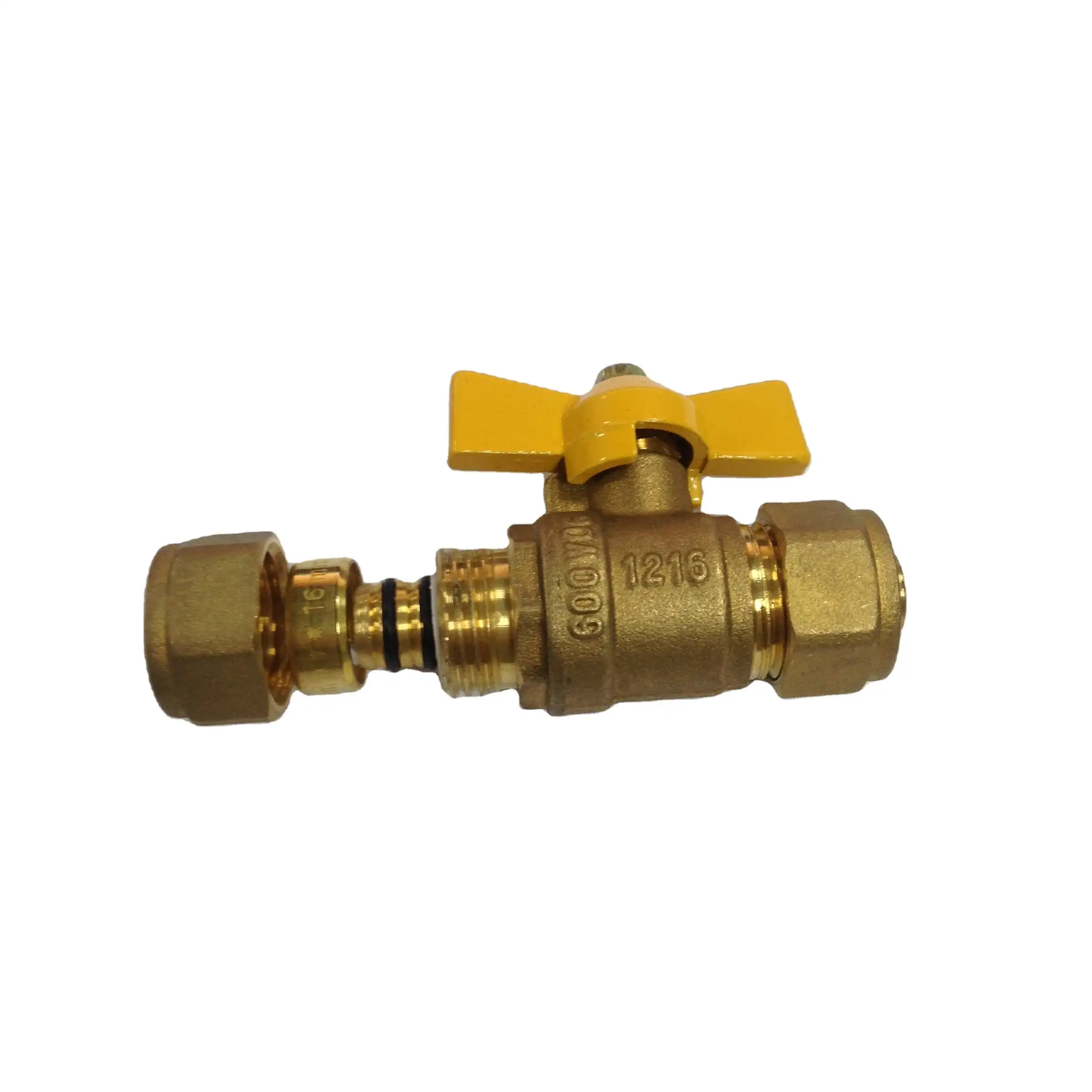 Valvola del Gas a sfera PN20 da 1/2 "valvola a sfera in ottone a farfalla Bugatti per tubo del Gas Pex Al Pex 16mm Pe Al Pe