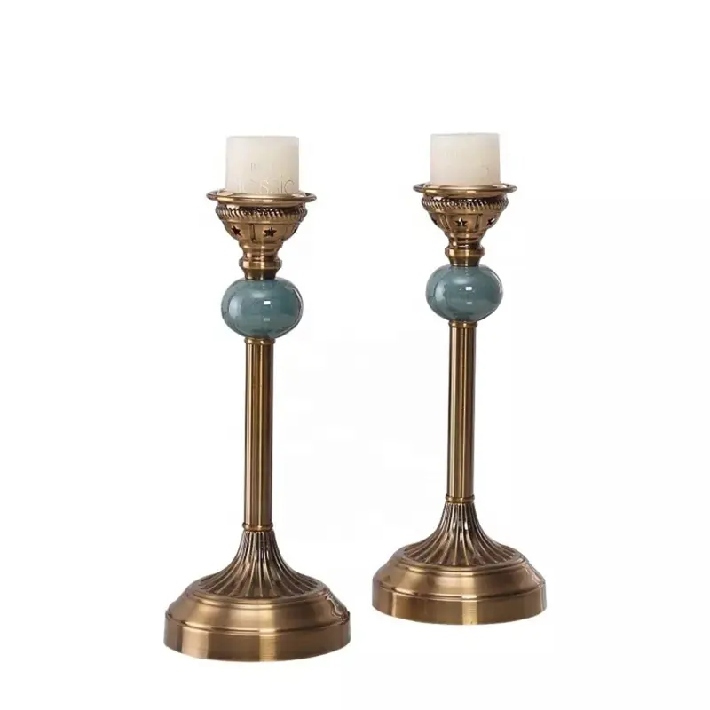 Candelabro de Metal alto de estilo antiguo para mesa, candelabro con portavelas