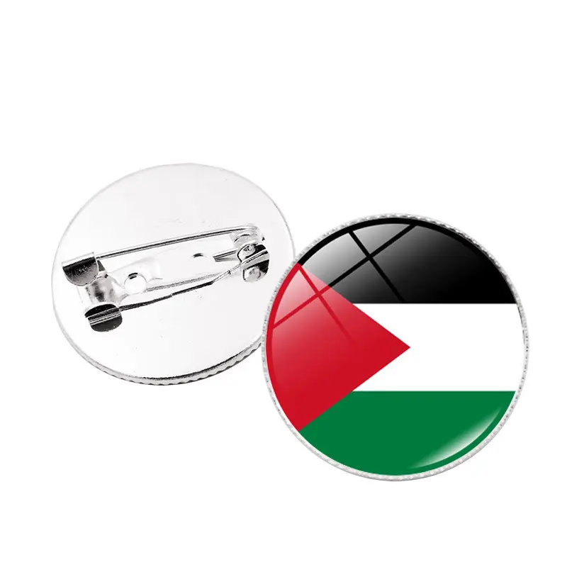 Nuoxin Popular 25mm Pequeno Metal Cromado Bandeira Palestina Lapela Pinos Para Outros Vários Países
