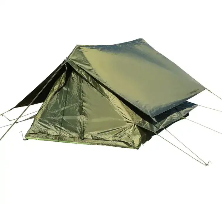 Doppio strato impermeabile campeggio esterno Retro tenda 2 persone road trip campeggio a prova di pioggia tenda tenda a trapezio panno Oxford
