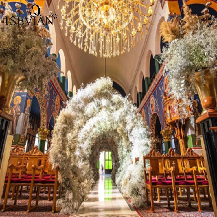 ISEVIAN-Arco redondo blanco de tacto Real, decoración de flores de respiración para bebé, Fondo de boda, Iglesia
