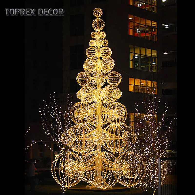 9 Ft IP65 impermeabile PVC & ferro albero di natale a prova di ruggine LED Pre-Lit Baubles telaio in alluminio per decorazioni