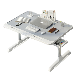Adjustable Manual Desk Foldable Metal PC Laptop <strong>Computer</strong> <strong>Table</strong> <strong>with</strong> Drawer Bookshelf and USB Port Portable Storage Feature - Product Image 1