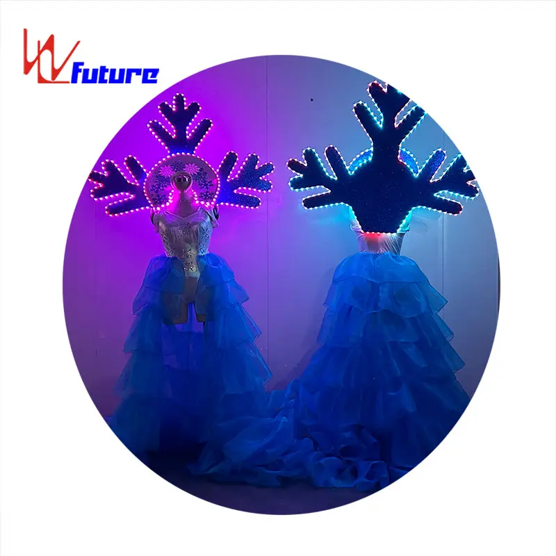 Vestidos y respaldos de copos de nieve mágicos con brillo LED