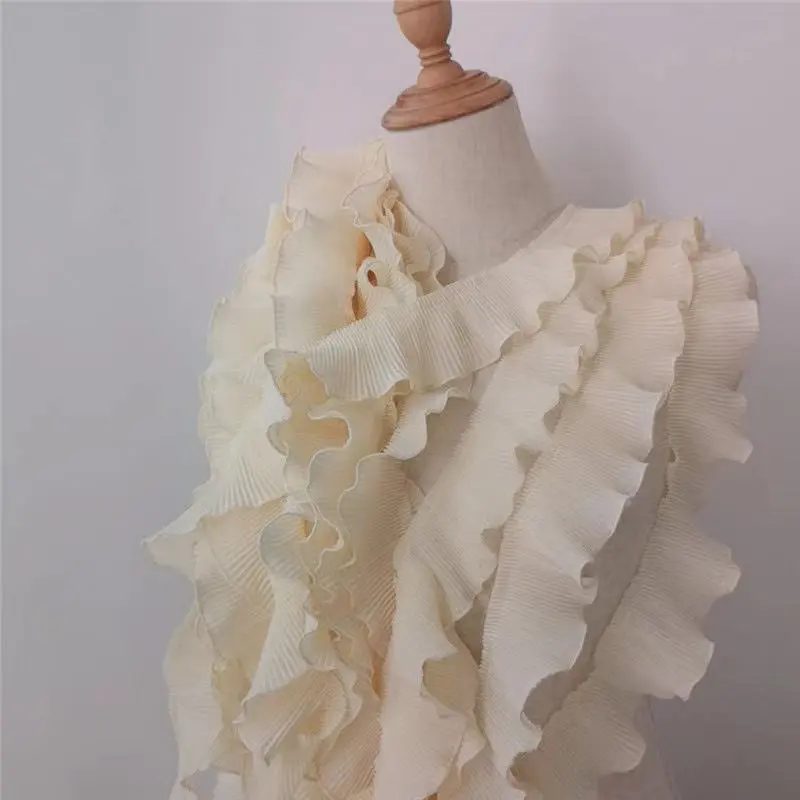 Extra dense ruffled trim pleated tulle trim for tutu dress cake dress wedding puffy dress