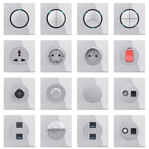 现代多功能16A墙壁插座圆形Usb墙壁插座家用钢化玻璃插座 - Product Image 6