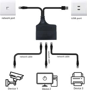 1000Mbps rete LAN Splitter 1 maschio a 3 adattatore di rete femmina RJ45 Ethernet Splitter 1 a 3 adattatore di rete - Product Image 6