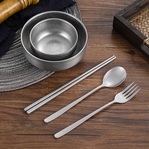 定制复古乡村餐具韩版18/8不锈钢餐具套装勺叉筷子餐厅餐具 - Product Image 2