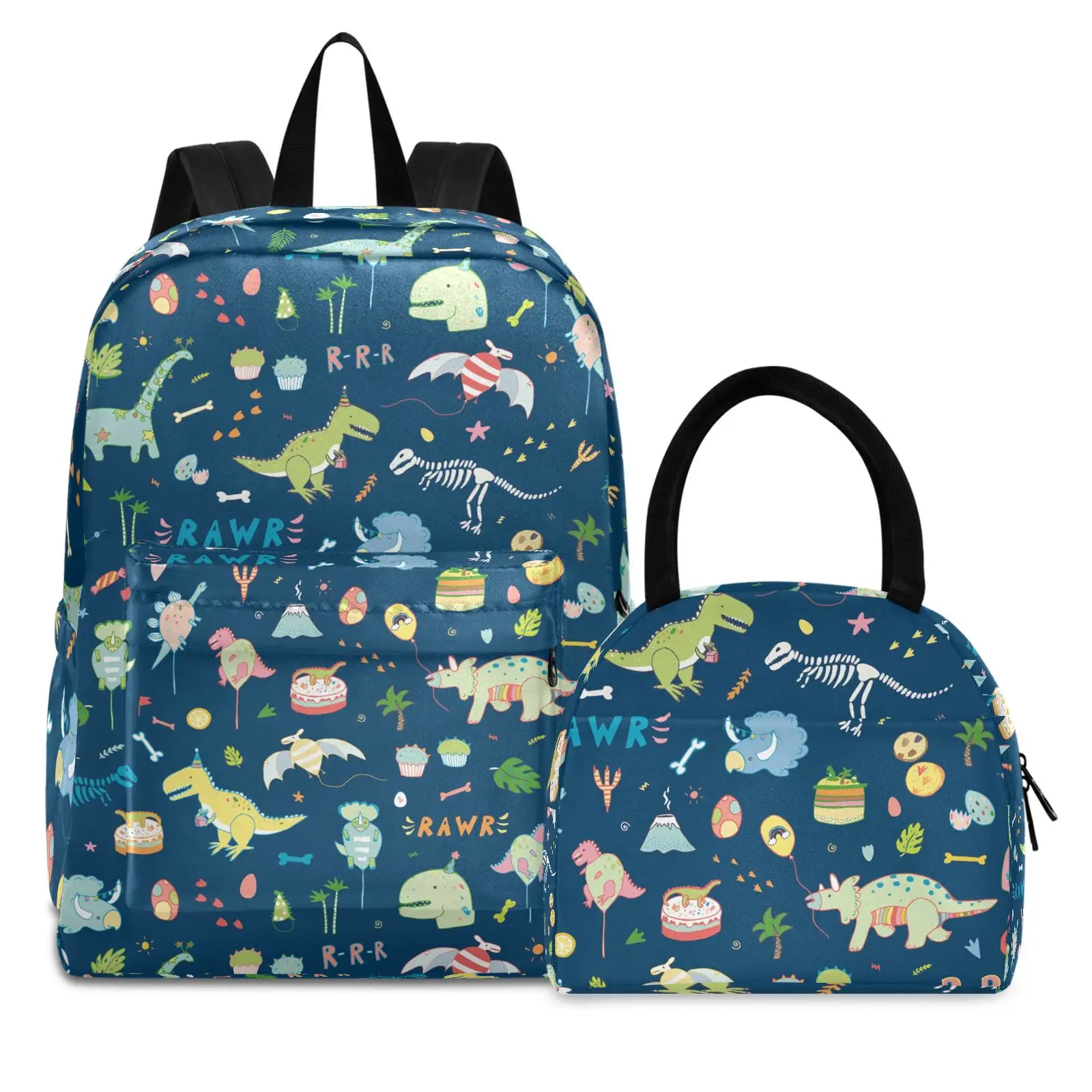 Sacos De Escola De Design De Dinossauro Personalizado Para Adolescentes Mochila Escolar Conjuntos De Mochila Escolar Com Refrigerador De Almoço