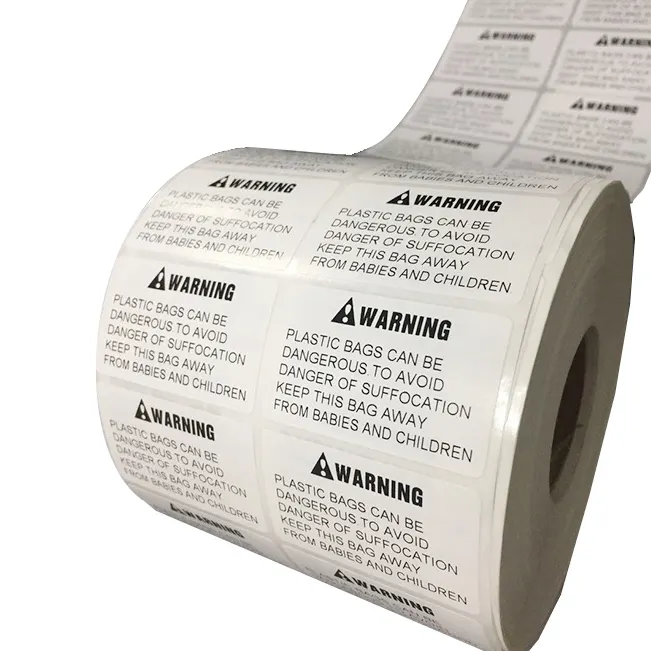 Adesivo forte branco pvc impressa etiqueta de aviso etiqueta do sinal