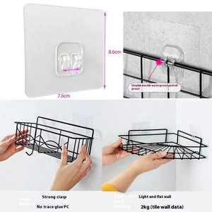 OEM Strong Plastic Novelty Wall <span class=keywords><strong>Hooks</strong></span> Gancho auto-adesivo Transparente Sticky <span class=keywords><strong>Hooks</strong></span> Cozinha Banheiro Pendurado Casaco Toalha de pano