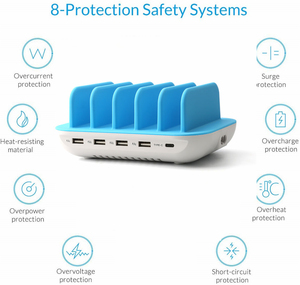 工厂台式机50w多设备5端口平板手机通用快速充电充电器4 USB 1 C型充电扩展坞