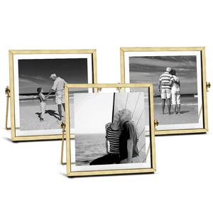 Altın cam fotoğraf çerçevesi koleksiyonu basit Metal geometrik resim çerçevesi ile cam kapak içerir 4x4, 4x6, 5x7 - Product Image 6
