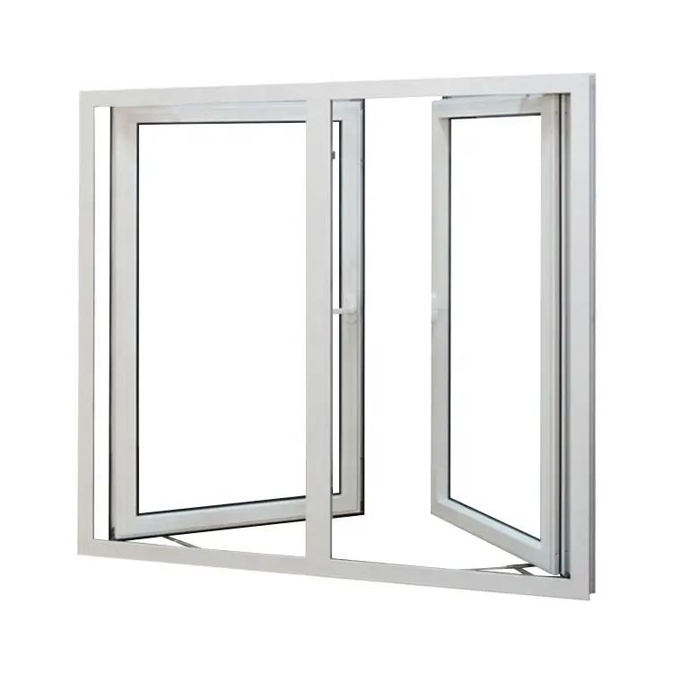 3 panel triple pvc abatible Ventana de ventana de vidrio